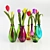 Vibrant Tulip Bouquet Set 3D model small image 1