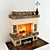 Elegant Marble Brick Fireplace 3D model small image 1