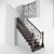 Classic Oak-Clad Basement Staircase 3D model small image 1