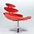 Crown Red Fabric Metal Chair 3D model small image 3