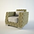 Bamboo Wicker Lounge Chair 3D model small image 1
