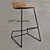 Rustic Loft Wooden Bar Chair 3D model small image 2