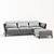 Elegant Bretagne 3-Seater Sofa 3D model small image 1