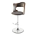 Sleek Walnut Cello Bar Stool 3D model small image 1