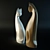 Nature's Union: Wooden Cat Statuettes 3D model small image 2