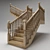 Classic Wooden Staircase 3D model small image 2