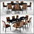 Black Steel and Leather Dining Table 3D model small image 1