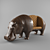 Hipposaurus Sofa: Wooden Base, Leather Upholstery 3D model small image 1