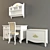 Woodright Kids. Oliver Collection: Shelf, Desk, Chair, Chest 3D model small image 2