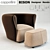 Curved Leather Armchair Set 3D model small image 1