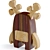 Handcrafted Wooden Moose Toy 3D model small image 2
