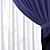 Modern Style Curtain with Optimized Mesh 3D model small image 3