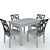 Modern 5-Piece Dining Set 3D model small image 2