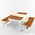 Rustic Dining Set: Table & Bench 3D model small image 1