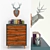 MidCentury Blue Dresser: Wooden Facades, Book Texture, Candle Holder, Antler Accent 3D model small image 1