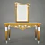 Elegant Wood Console & Wall Mirror 3D model small image 1