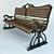 Forged Bench with Lantern and Trash Bin 3D model small image 3