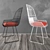 Steel Chairs with Red Cushion 3D model small image 1