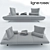 Prado 3-Seater Modern Sofa 3D model small image 1