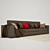 Cozy Triple-Sofa with IKEA Cover & Pillows 3D model small image 1