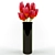 Elegant Red Tulips in Glass Vase 3D model small image 1