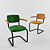 Modern Velvet and Metal Chair 3D model small image 1