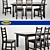 Modern Scandinavian Dining Set 3D model small image 1