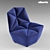 Alberta Black Armchair 3D model small image 2