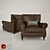 Elegant Vintage Leather Armchair 3D model small image 1