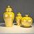 Yellow Ceramic Vase Set 3D model small image 1