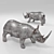 Rhino Figurine: Precisely Detailed Collector's Item 3D model small image 1