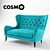 Pola Turquoise Double Sofa - Stylish and Comfortable 3D model small image 1