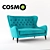 Pola Turquoise Double Sofa - Stylish and Comfortable 3D model small image 2