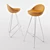 Sleek Metal and Fiberglass Bar Stool 3D model small image 1