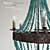 Turquoise Beads Chandelier: Elegant Six-Light Fixture 3D model small image 2