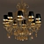 Elegant Gold Leaf Chandelier 3D model small image 1