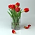 Elegant Tulips in Glass Vase 3D model small image 2