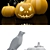 Halloween Decor Set: Pumpkin Lantern, Candy Vase & Crow Statue 3D model small image 2