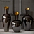 Elegant Tozai Noir Gold Vases 3D model small image 1