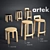 Artek Stool & High Chair Set 3D model small image 1