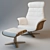 Modern White Leather Reclining Chair 3D model small image 1