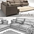 Modern 2-seater BRANDON Sofa 3D model small image 3