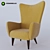 Title: Kato Mustard Fabric Armchair 3D model small image 1