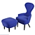 Elegant Wingback Dining Chair 3D model small image 1