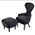 Elegant Wingback Dining Chair 3D model small image 2