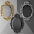 Luxury Golden Oval Wall Mirror 3D model small image 1