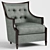 Elegant Blue Velvet Armchair 3D model small image 1