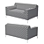 Modern Bloq Love Seat: H 800, W 1520, D 970 3D model small image 3