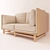 Elegant Double Sofa in Beige Leather 3D model small image 2