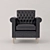 Classic Blue Leather Armchair 3D model small image 1